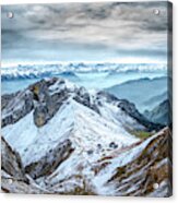 Stormy Mountains Panorama, Mount Pilatus, Switzerland Acrylic Print