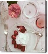 Strawberries And Cream With Rose Acrylic Print