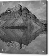 Sunrise Reflections Of Crowfoot Mountain Panorama Black And White Acrylic Print