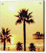 Sunset At The Beach In Oceanside California Acrylic Print