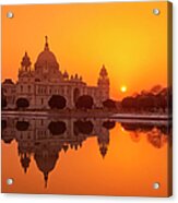 Sunset At The Victoria Memorial Acrylic Print
