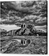 Sunset Light On Cathedral Rock, B And W Acrylic Print