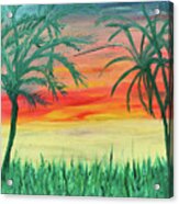 Sunset With Palm Trees #2 Acrylic Print
