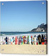 Surfboards On Beach Acrylic Print