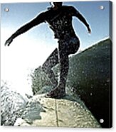 Surfer Riding On Crystal Splashed Wave Acrylic Print