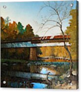 Swann Covered Bridge In Early Autumn Acrylic Print