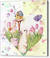 Sweet Heart Bunny And Butterfly Acrylic Print