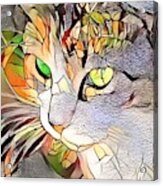 Sweet Orangish Stained Glass Cat Acrylic Print