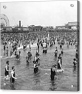 Swimmers Wading At Coney Island Acrylic Print