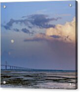 Tampa Bay Moon Rise At Sunset Acrylic Print