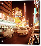 Taxi Filled Street During Las Vegas Acrylic Print