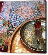 Tea Tray With Sugar On Table, Elevated Acrylic Print