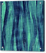 Teal Blue Seaweed Abstract Organic Lines Ii Acrylic Print