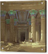 Temple Of Philae Egypt  Pencil Pen And Ink And Acrylic Print