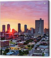 Texas, Fort Worth Skyline At Sunrise Acrylic Print