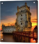 The Belem Tower At Sunset Acrylic Print