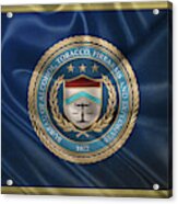 The Bureau Of Alcohol, Tobacco, Firearms And Explosives -  A T  F  Seal Over Flag Acrylic Print
