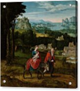 The Flight Into Egypt By Master Of Female Half Lengths Acrylic Print