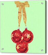 Three Christmas Ornaments Tied With Bow Acrylic Print