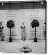 Three Models In The Vogue Paris Office Courtyard Acrylic Print