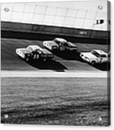 Three Stock Cars Racing On Track Acrylic Print