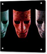 Three Textured Ai Robotic Face Masks Acrylic Print