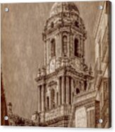 Towering Above Malaga, Sepia Vertical Acrylic Print