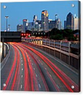 Trails Of Vehicle Lights Along Us Hwy Acrylic Print