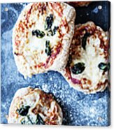 Tray Of Pizzas With Herbs Acrylic Print