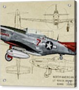 Tuskegee P-51 Mustang Bunnie - Profile Art Acrylic Print