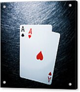 Two Aces Playing Cards On Stainless Acrylic Print