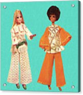 Two Dolls Wearing Groovy Outfits Acrylic Print
