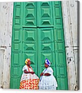 Two Female Street Buskers In Acrylic Print