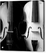 Two Graphic Violins In Black And White Acrylic Print