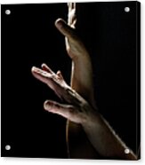 Two Male Hands Reaching Upwards, Arms Acrylic Print