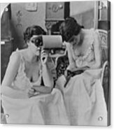 Two Young Women Studying Stereopticon Acrylic Print