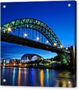 Newcastle river tyne bridge city b&w toile wall art multi panel photo print