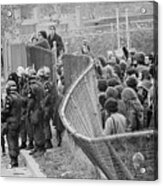 Unruly Protesting Crowd Damaging Fencing Acrylic Print