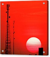 Urban Sunset And Radiostation Tower Acrylic Print