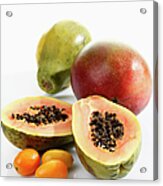 Variety Of Fruits On White Background Acrylic Print