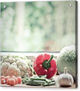 Vegetables In The Kitchen, Ready To Be Acrylic Print