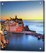 Vernazza Village, Aerial View On Sunset. Cinque Terre, Ligury, I Acrylic Print