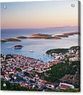 View Of Hvar Town At Dawn Acrylic Print