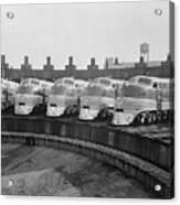 View Of Parked Passenger Trains Acrylic Print