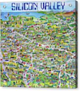 Vintage 1982 Silicon Valley Usa Poster Print, Shows Many Historic Companies And Places Acrylic Print
