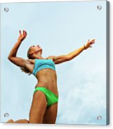 Volleyball Player Serving In Mid-air Acrylic Print