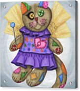 Voodoo Empress Fairy Cat Doll - Patchwork Cat Acrylic Print