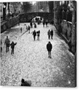 Walking On Ice In Bruges Acrylic Print