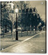 Walking To Old Main - University Of Arkansas Sepia Acrylic Print