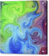 Watercolor Liquid Colorful Abstract Xi Acrylic Print
